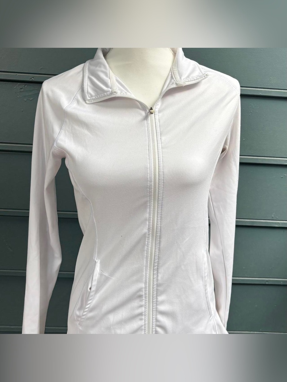 White Full-Zip Athletic Jacket